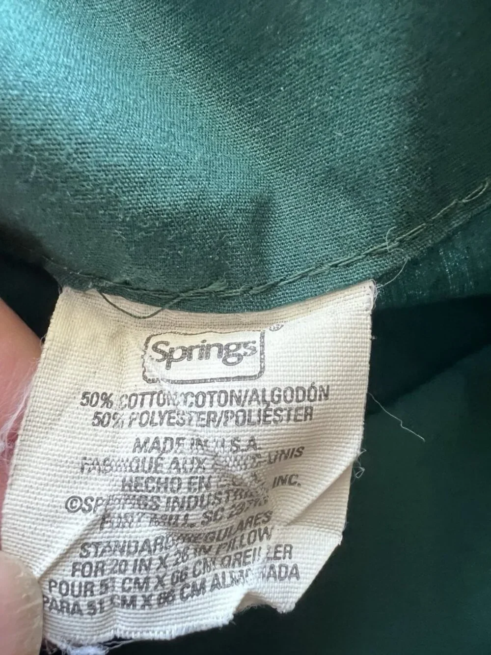 SPRINGS Pillowcases Standard Pair Deep Green 50% Cotton-Polyester Made in USA